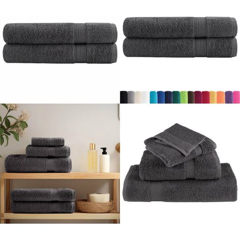 Premium-Handtücher SOLUND 2 Stk. Anthrazit 100x200 cm 600 g/m² - Baumwolle - Handtücher - Badezimmertextilien - Anthrazit - Große Handtücher - Home & Living (1/5)
