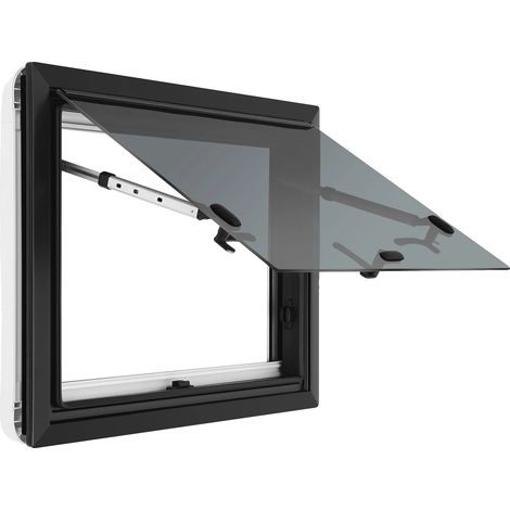 Fenêtre à poussée RV, aluminium durable, ventilation réglable, noir (1/2)