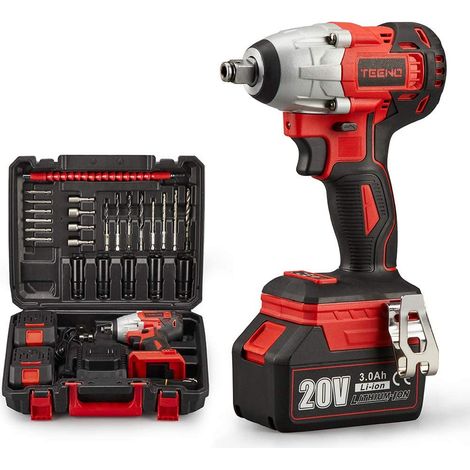 Avvitatore Impulsi Brushless, TEENO, 320Nm, 2* 3,0 Ah Batterias, Accessori da 25 Pezzi(Due Batterias) (1/5)