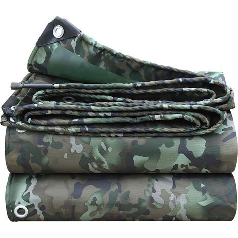 Bâche de protection camouflage 130g/m² – 2x 2m – Traitement anti-UV pour bivouac et activités extérieures – Imprimé kaki militaire