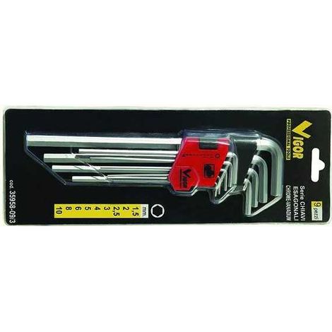 Série de clés hexagonales Vigor CRV, 9 pièces