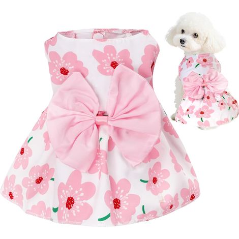 Hundekleid mit Blumenmuster, niedlicher Hunderock, Sommerkleidung für Welpen und Kätzchen (1/4)