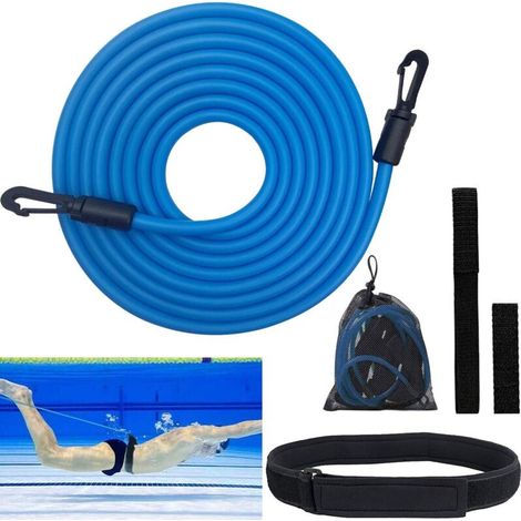 Schwimmwiderstandsband für Pools, verstellbares Schwimmtrainingsband für Kinder und Erwachsene, 4 m langes Schwimmtrainingsband, geeignet für jedes Becken