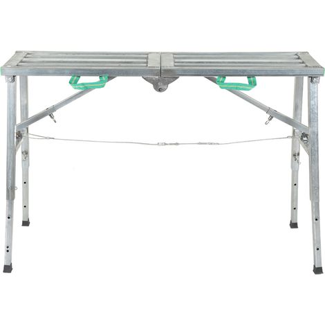 Table de travail pliable aluminium hauteur réglable 60‑90 cm, plate‑forme échafaudage portable pour chantier (1/5)