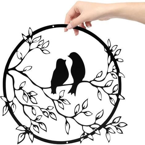 Décoration Murale - Oiseau en Métal - 30 cm - Rond - Contemporain - Design