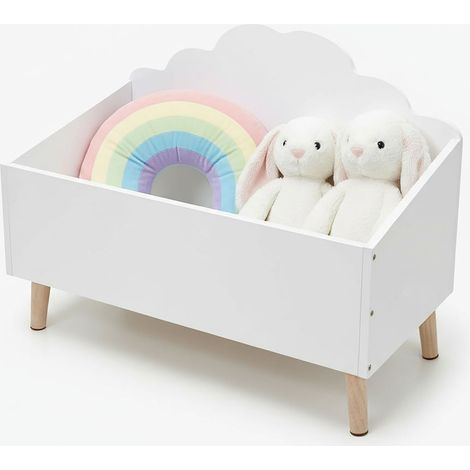 Kinder Aufbewahrungstruhe Wolke 58 x 45 cm - weiß - Holz Ordnungskiste im kindgerechten Design