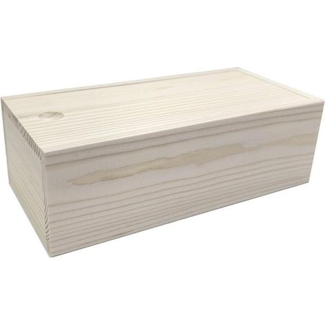 Boîte en bois de pin fabriquée à la main avec couvercle coulissant pour ranger des souvenirs spéciaux et des articles personnels, bricolage, cadeaux (20 x 10 x 6,5 cm) (1/5)