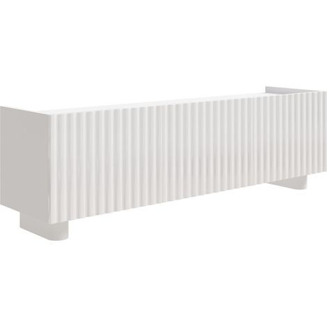 Selsey FIORRA – Meuble TV 3 portes – blanc brillant – 144 cm