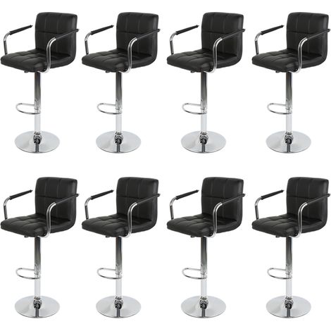 Aqrau 8 Tabouret de bar réglable rembourré noir à six compartiments avec accoudoirs (1/5)