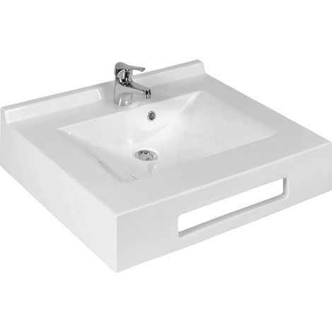 Vasque suspendue carrée EVIDENCE 70 cm - blanc (1/3)