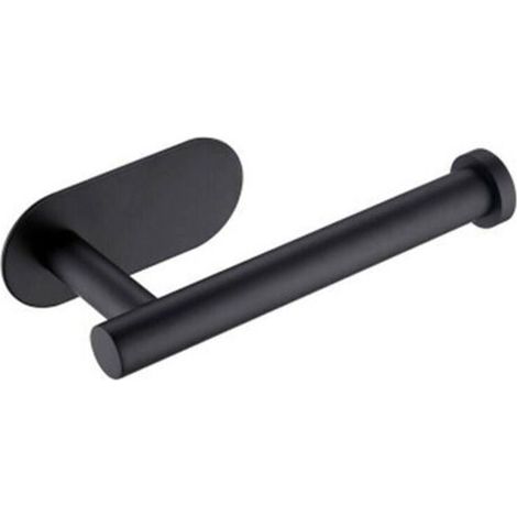 Porta carta igienica autoadesivo nero - Acciaio inossidabile - Non necessita di foratura, adesivo forte e impermeabile. (1/4)