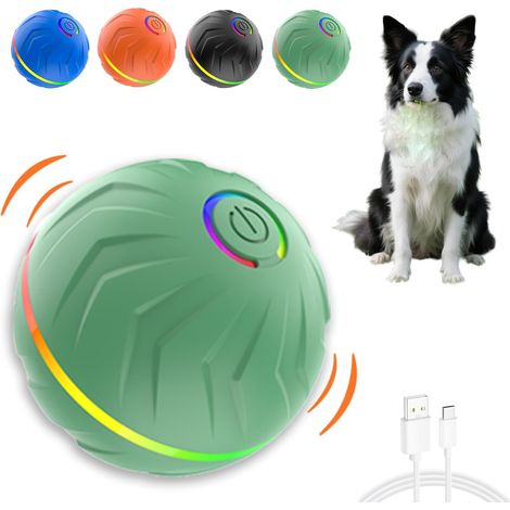 Balle interactive pour chien, se déplaçant, rebondissant et tournant automatiquement, balle mobile pour chiens de petite, moyenne et grande taille, Verte