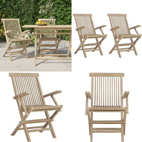 Gartenstühle 2 Stk. Klappbar Grau 56x61x89 cm Massivholz Teak - Gartenstühle - Klappstühle - Teakholzmöbel - Outdoor Möbel - Balkonmöbel - Home & Living (1/5)