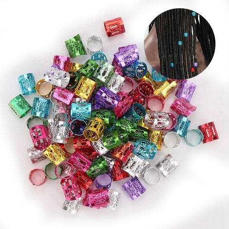 100 Perles Décoratives pour Tresses et Dreadlocks, Accessoires Colorés pour Cheveux et Perruques (1/5)