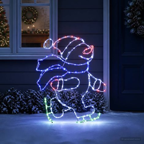 vidaXL Cartel LED de Papá Noel patinando LOVIISA 120 LED Multicolor (1/5)