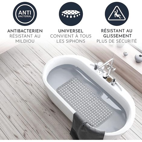 Rutschfeste Badematte für empfindliche Haut, 88 x 40 cm, BPA-frei, schimmelresistent, maschinenwaschbar – Grau (1/4)