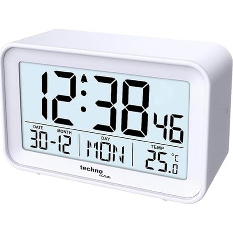 Technoline WT497 - Sveglia digitale moderna, temperatura interna, data, giorno della settimana, allarme e snooze, bianco (1/5)