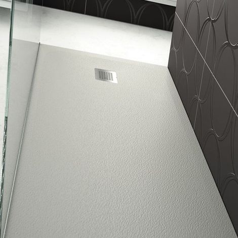 Piatto Doccia Tagliabile 70x160 cm Marmo Resina Con Griglia in Acciaio - Bianco (1/5)