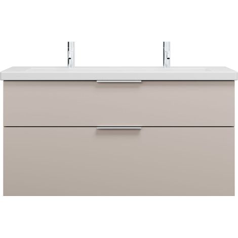 burgbad Eqio lavabo en céramique avec 2 trous pour robinetterie, (1/2)