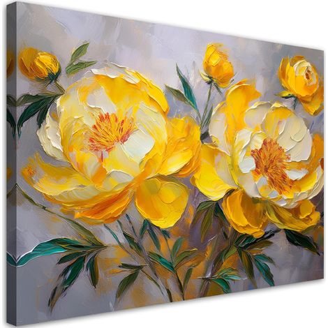 Tableau déco Fleur de pivoine jaune Nature 100x70 (1/5)