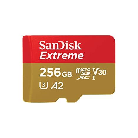 SanDisk Extreme – Carte microSDXC 256 Go + Adaptateur – UHS-I U3 V30 A1 – 190 Mo/s – 4K UHD (1/5)