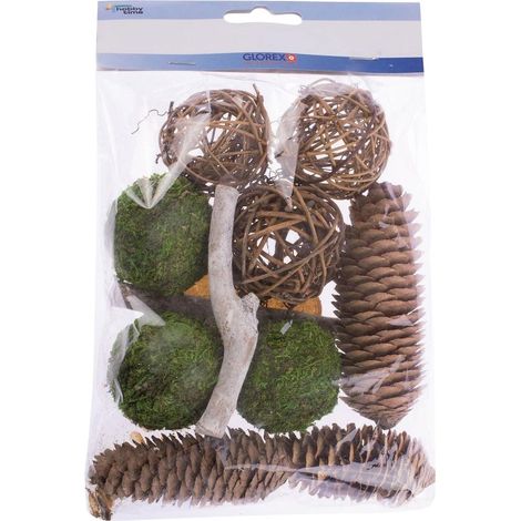 Glorex Potpourri Zapfen Rattankugeln braun grün Tischdekorationen