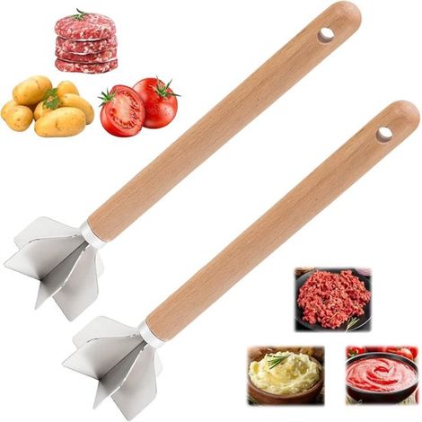 Set composto da schiacciapatate, tritacarne e affettatrice (2 pezzi) con 6 lame per carne tritata, purè di patate e pappe per bambini. Utensile da cucina multifunzionale. (1/5)