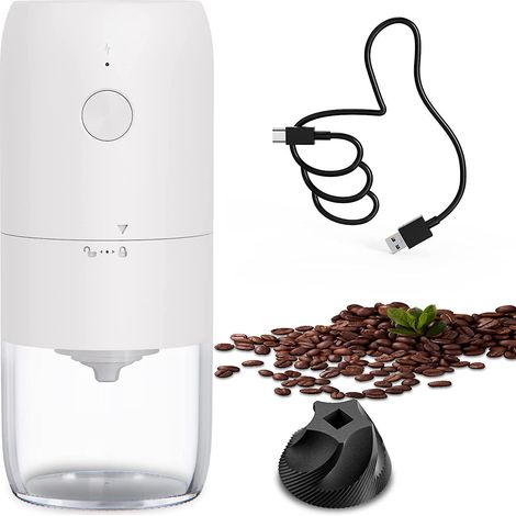 moulin Caf Lectrique (blanc), Moulin Grains Multifonctionnel, Pices, Herbes, Moulin Caf Rechargeable Une Touche (1/5)