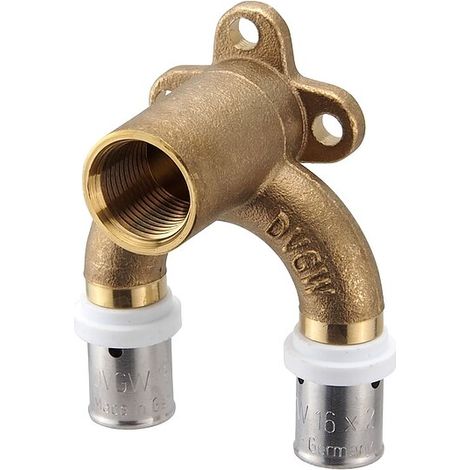 Pressfitting-Wandwinkel - doppelt U-Form gebogen - 16 x 2 mm - 1/2 Zoll Innengewinde für Verbundrohr