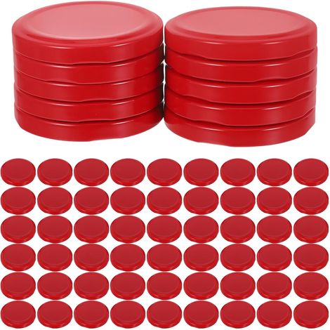 Couvercles métalliques pour bocaux Mason 66 mm - Bouchons étanches et hermétiques pour bocaux à ouverture standard, couvercles rouges robustes en fer-blanc, couvercles réutilisables pour la conservati (1/5)