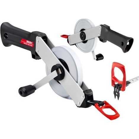 Sola 50051201 Tracker Rotella Metrica 50 m nastro acciaio 13 mm antiriflesso telaio alluminio gancio multifunzione colore Nero