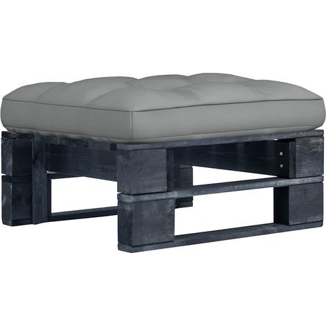 vidaXL Pouf palette de jardin noir bois de pin imprégné (1/5)
