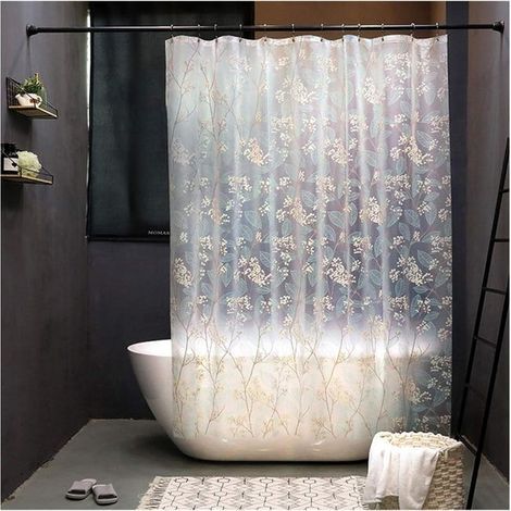 (Taille : 120 200cm)Rideau De Douche Translucide Blanc, Rideau De Douche Imperméable Eva, Bague De Rideau De Douche Blanche (1/3)