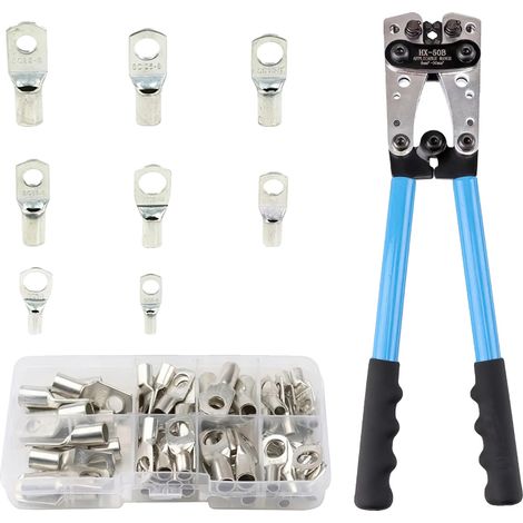Alicates de crimpado, diseño ergonómico, compatibilidad versátil, terminales HX-50B+60PCS (1/2)