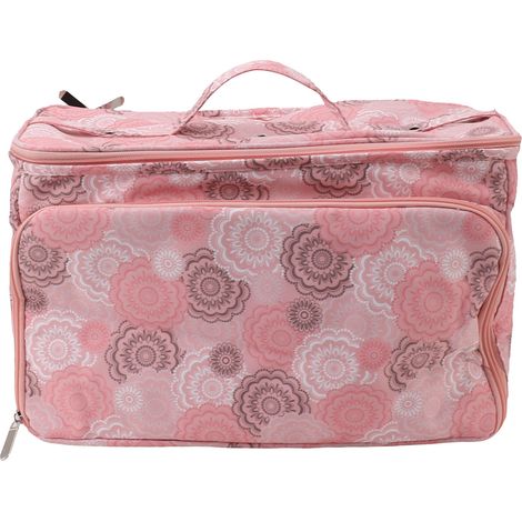 Sac à tricot rose en tissu Oxford, multifonctionnel et portable, avec compartiments pour aiguilles à tricoter, pelotes de laine et accessoires de couture. (1/5)