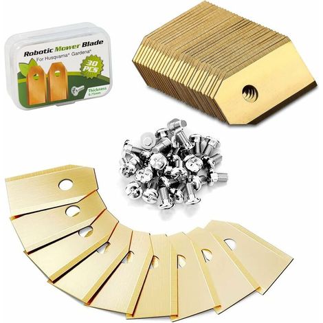 Robot Lawn Mower Blade, 30 Universal Replacement Blades, Replacement Knife for All Husqvarna Automower, Gardena, Yardforce Robotic Lawn Mowers (3g - 0.75mm) with Screws (1/4)