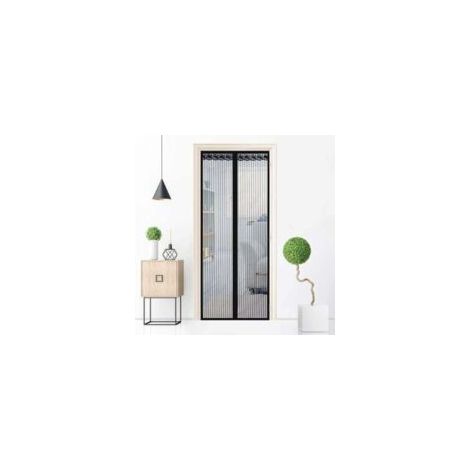 Mosquitera magnética para puerta con cierre magnético, cortina de malla con instalación completa, tachuelas y tira adhesiva, color negro (90 × 220 cm).