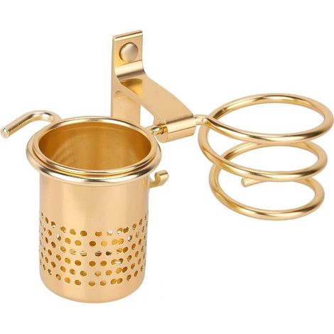 JJ Haartrockner- und Glätteisenhalter, Badezimmerzubehör, Haartrocknerhalter, Wandhalterung, Mehrzweck-Organizer-Rack (Gold) (1/4)