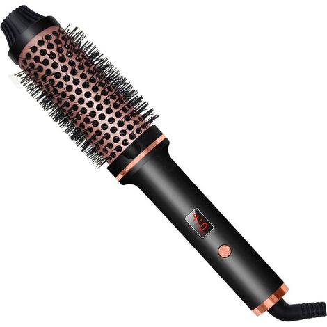 Brosse thermique 3 en 1, 38 mm, brosse à boucler thermique, brosse à boucler avec affichage LCD 120-210 °C, augmente le volume des cheveux, boucles lâches, cheveux lisses, taille compacte et légère