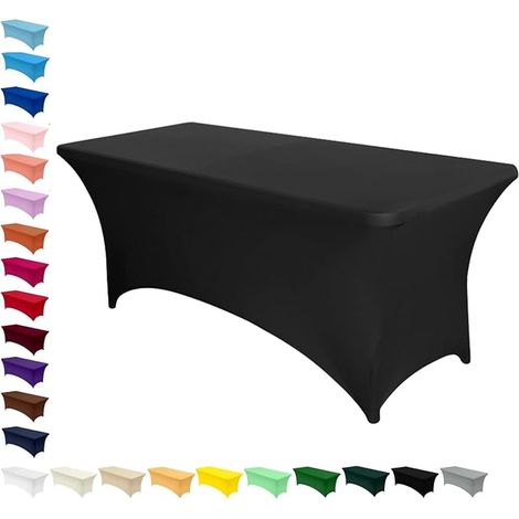 Expandable Tablecloths, Kitchen Rectangular Tablecloth, Polyester and Spandex Table Cover, Tablecloth for Bar Table Events Parties 122 x 76 x 76 cm Black Table (1/5)