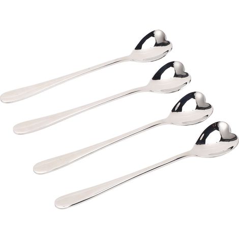 Cuillère à café en acier inoxydable, 4 pièces, en forme de cur, thé, Dessert, sucre, remuer pour café