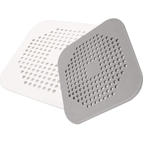 Couvercle de bonde en silicone pour siphon de sol, anti-obstruction, piège à cheveux, lot de 2 (blanc + gris) (1/5)