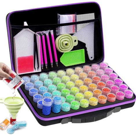 Cajas De Accesorios De Pintura De Diamantes 5d De MINKUROW, Caja De Almacenamiento De Pintura De Diamantes De 60 Uds Con Pegatinas De Embudo De Caja (1/5)