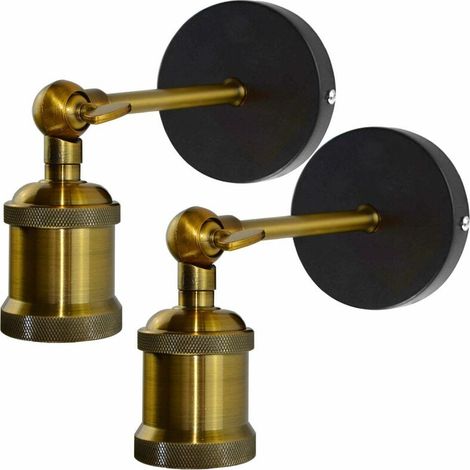 JKWG 2 Pack Applique Murale Industrielle Lampe Murale Intérieur Suspension Réglable en Métal, Décoration pour Salon Cuisine Couloir Chambre Café Bar - Laiton (1/5)