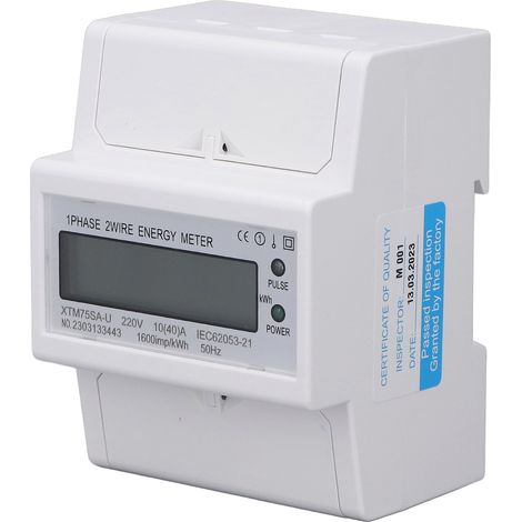 Compteur électrique monophasé 4P DC220V XTM75SA-U, rail DIN 35mm, méthode 10, calibre 10(40)A, affichage LCD, mesure précise pour tableau électrique. (1/5)
