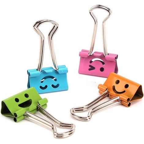 Accessoires de bureau : pinces pour classeurs, pinces à reliure, pinces à papier, trombones métalliques (lot de 40). (1/5)