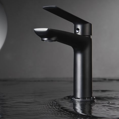 Imex - Grifo Monomando Lavabo Caño Bajo Negro Serie Luxor (1/2)