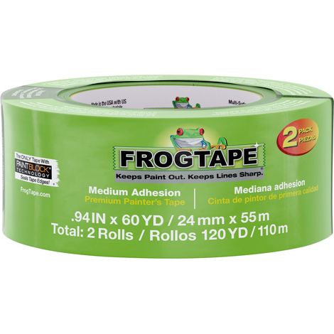 Premium FrogTape Multi-Surface Painter's Tape, 24mm x 55m, 2-Pack for Precise Edges and Clean Lines