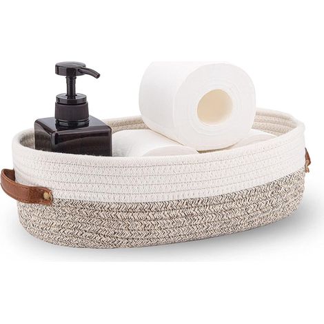 Cestino portaoggetti in cotone - Cestino intrecciato per oggetti da scrivania e per la casa - Scatola portaoggetti decorativa per cosmetici e snack - Cestino elegante per interni organizzati... (1/4)