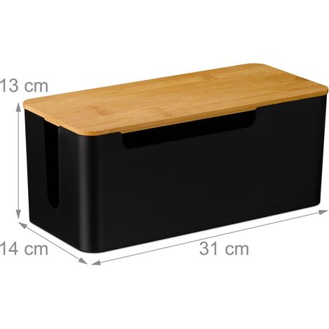 Caja pasacables organizador práctico salón oficina 45 x 15 x 10 cm de madera blanca 130016974